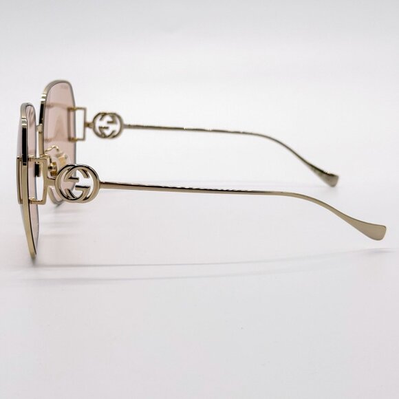 NEW GUCCI GG1207SA 001 SUNGLASSES WOMEN GOLD/PINK EYEWEAR - Picture 9 of 13